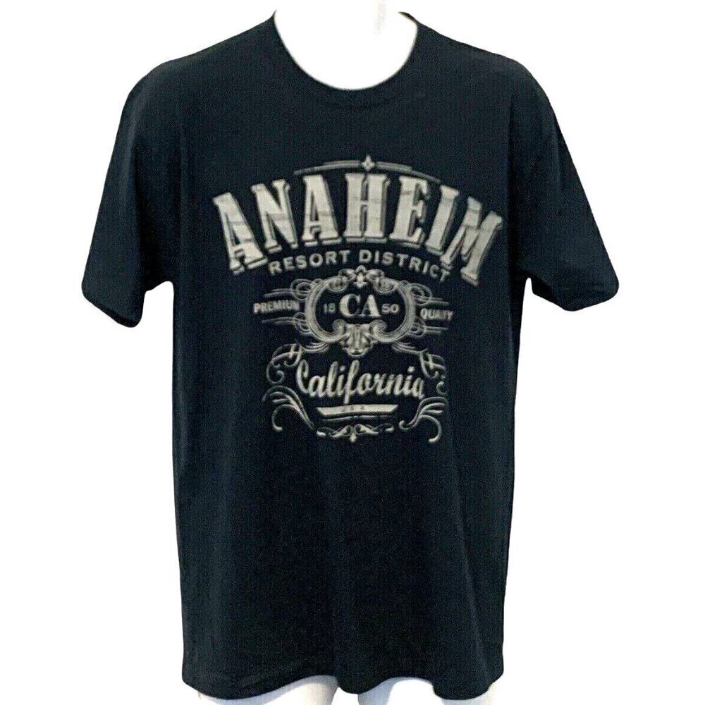 SUNA Mens Anaheim Resort District Graphic T Shirt Size M Blue Short Sleeve